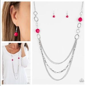 Paparazzi Silver & Pink Necklace